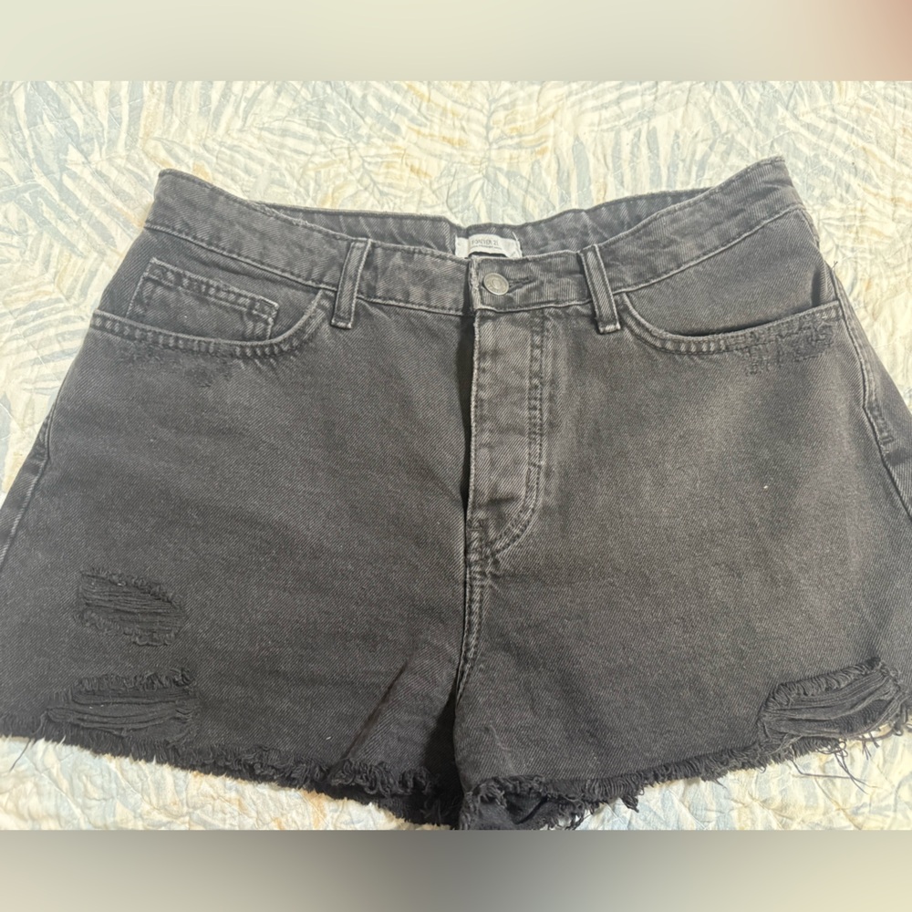 Forever 21 Distressed Black Denim Shorts